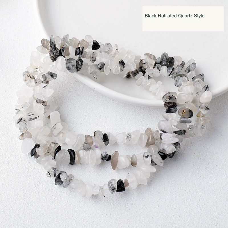 Black Rutilated Quartz Style jewelry-making chip bead strand supplier style, English label