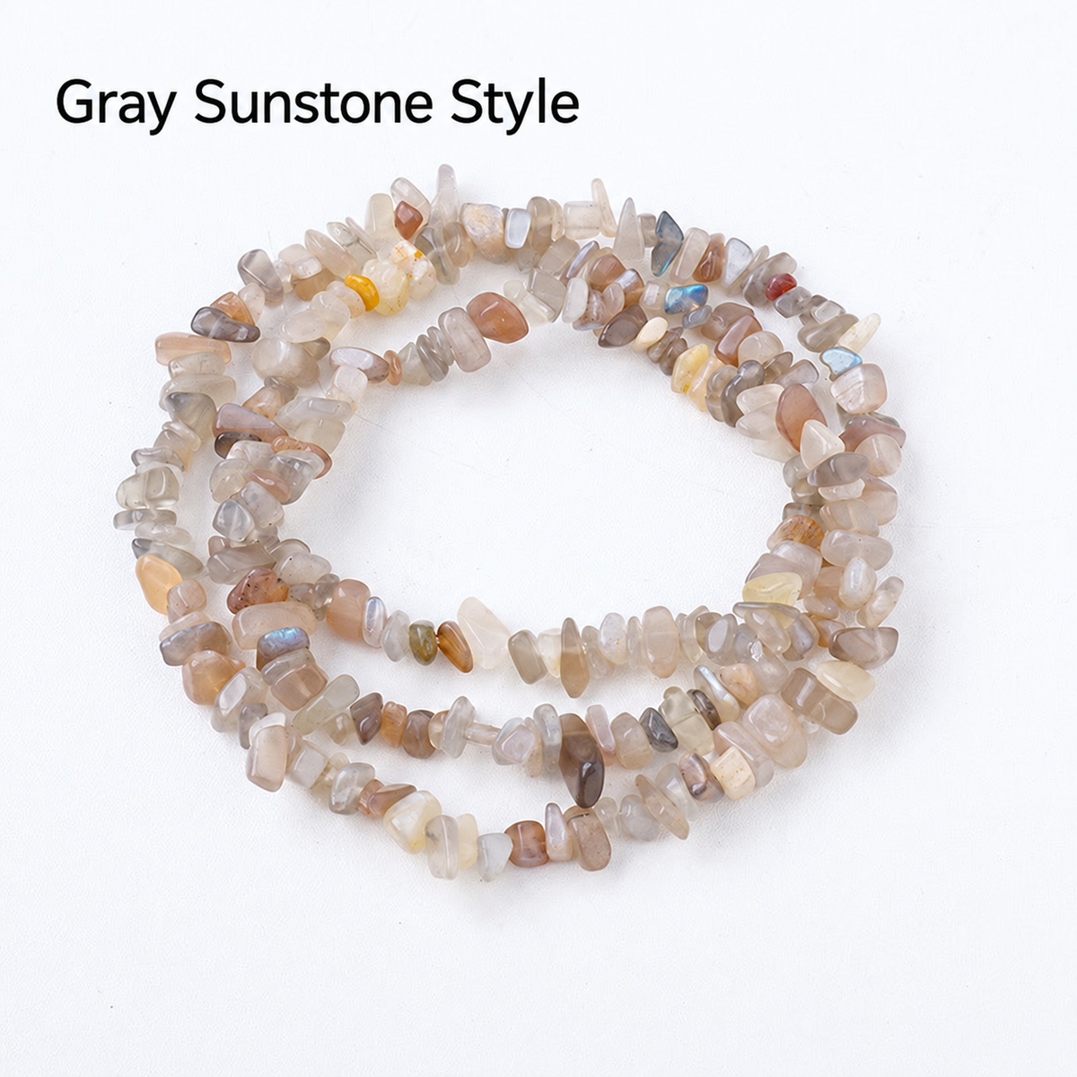 Gray Sunstone Style jewelry-making chip bead strand supplier style, English label