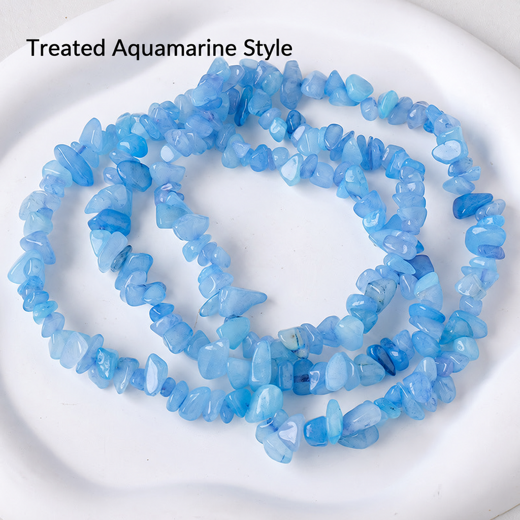 Treated Aquamarine Style jewelry-making chip bead strand supplier style, English label