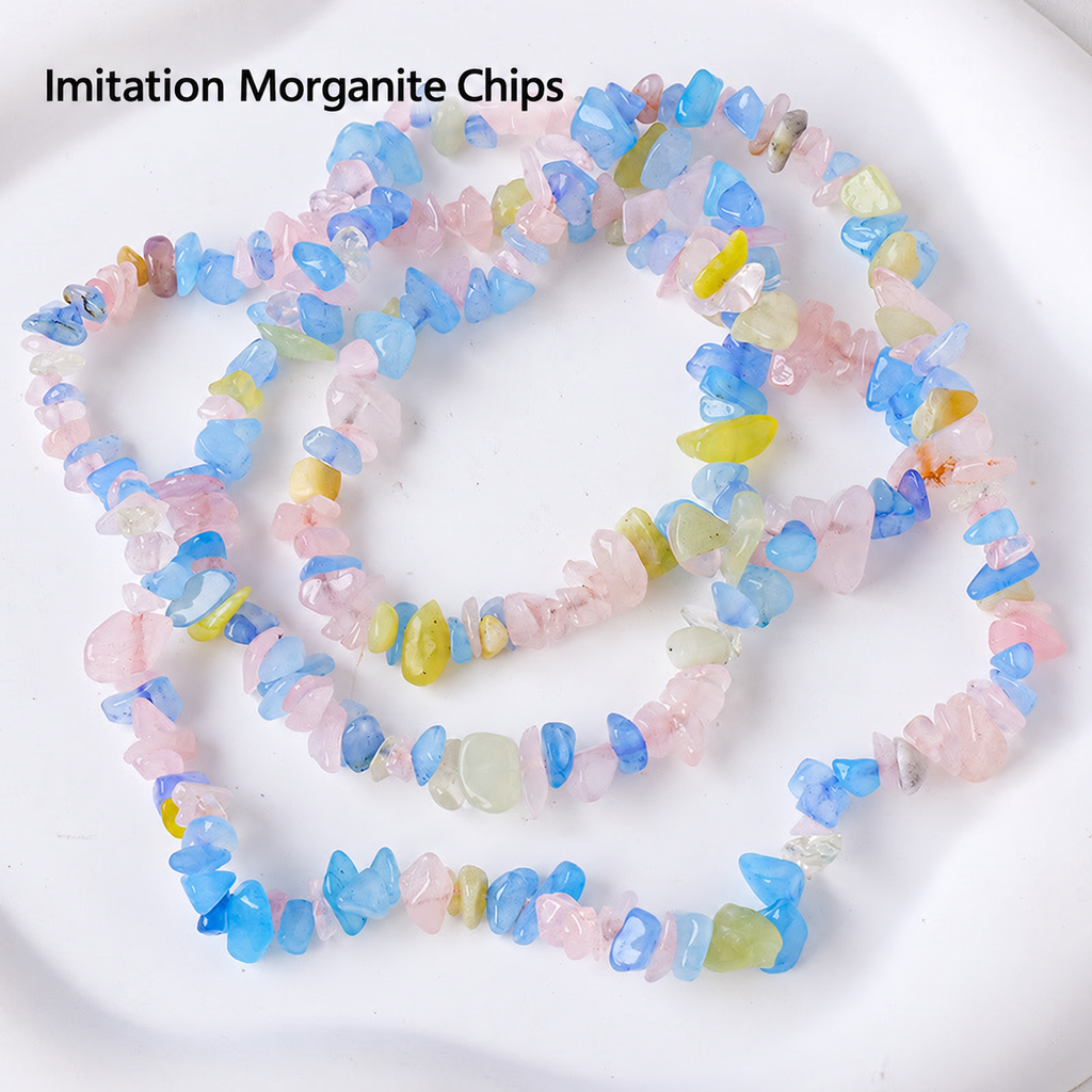 Imitation Morganite Chips jewelry-making chip bead strand supplier style, English label