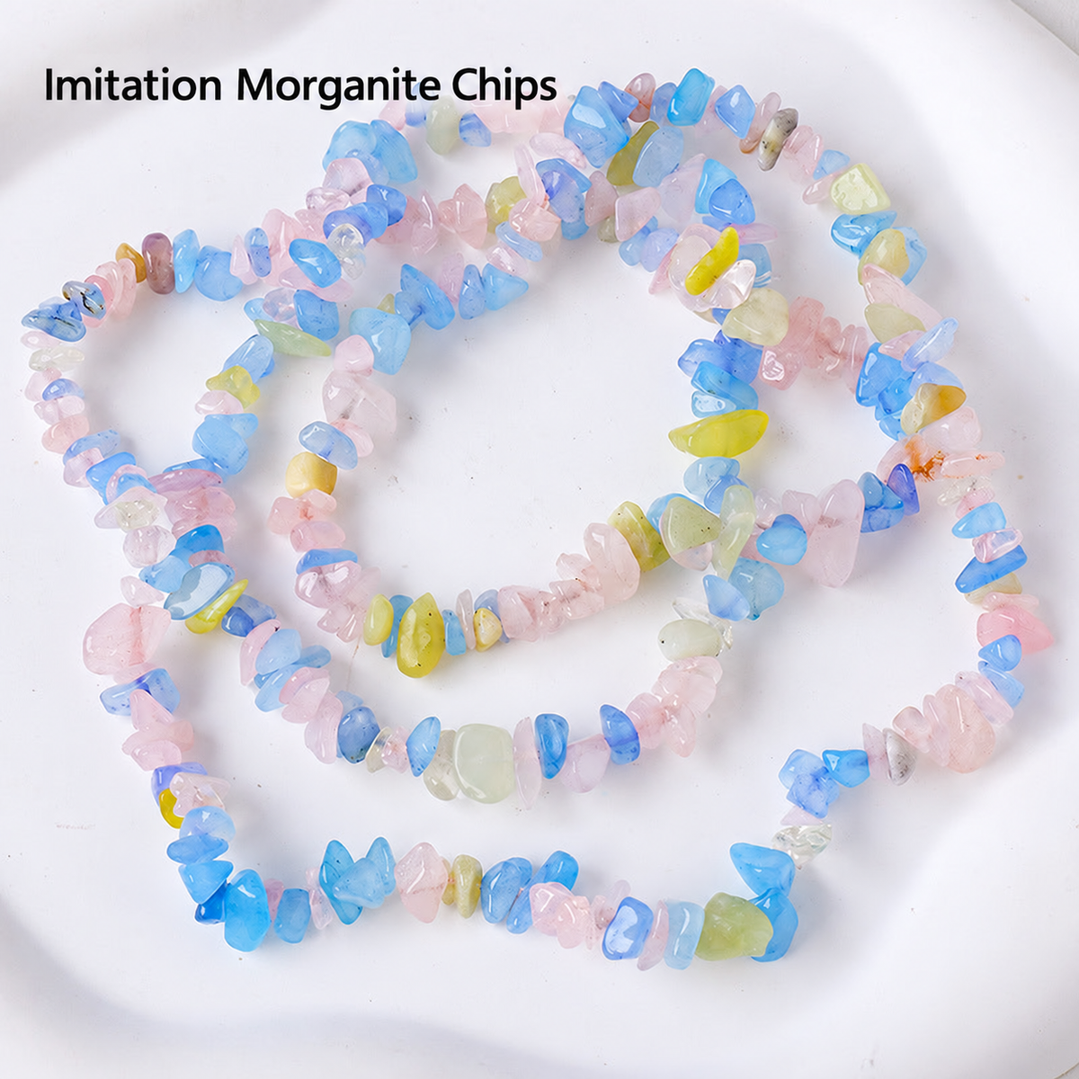 Imitation Morganite Chips jewelry-making chip bead strand supplier style, English label