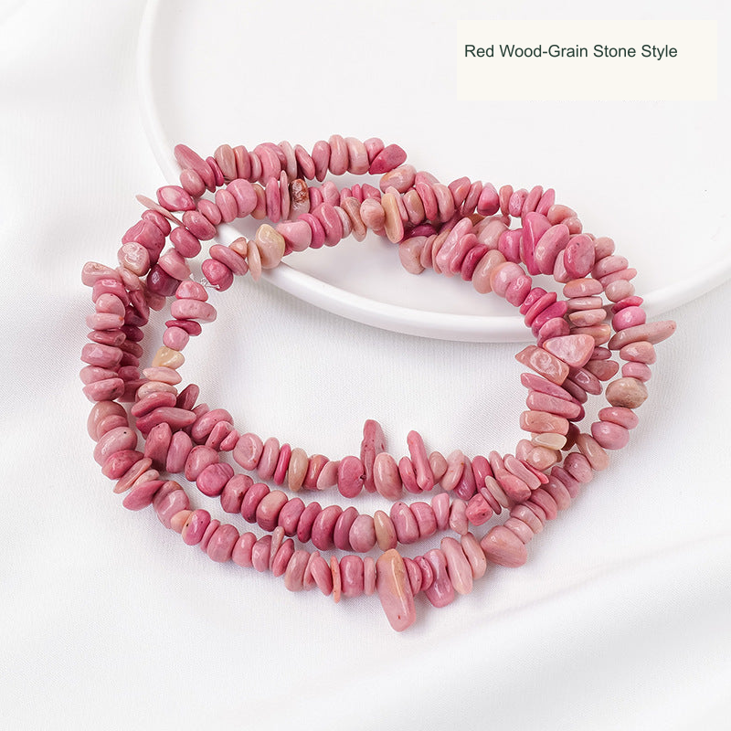 Red Wood-Grain Stone Style jewelry-making chip bead strand supplier style, English label