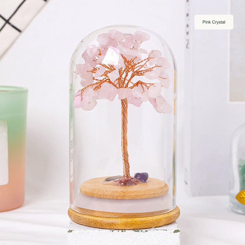 Glass dome tree, precise English-only label, source22