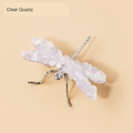 Dragonfly stone-chip ornament — Clear Quartz, supplier-described material