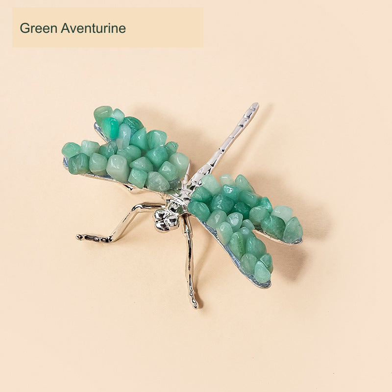 Dragonfly stone-chip ornament — Green Aventurine, supplier-described material