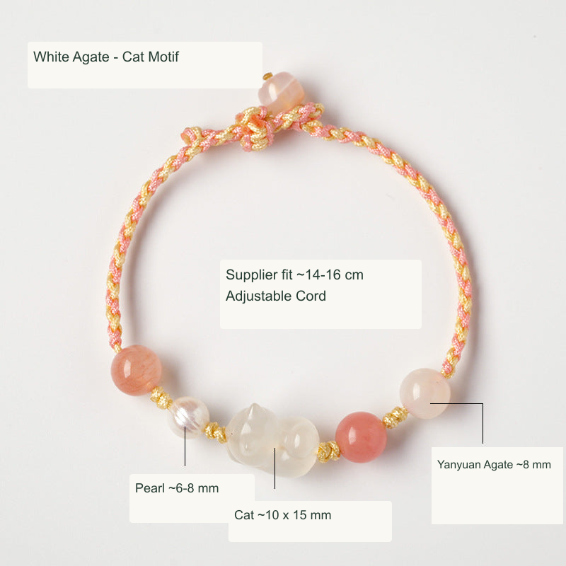 White Agate · Beckoning Cat English specification image