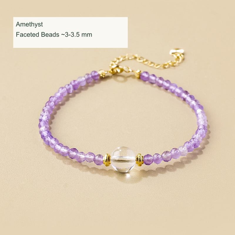 Amethyst faceted bead bracelet English labels
