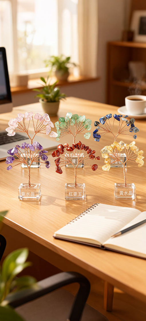 Mini fan trees in an original photographed setting; single-tree selections, props not included