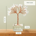 White Crystal mini fan tree; approximately 6–7 cm tall, glass base 1.5 cm high and 2.5 cm wide; original physical engraving retained