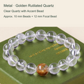 Clear quartz focal bead bracelet with English material and size labels