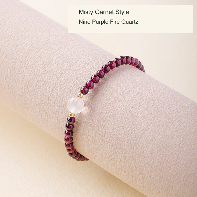Misty garnet bracelet Nine Purple Fire quartz original photo English label