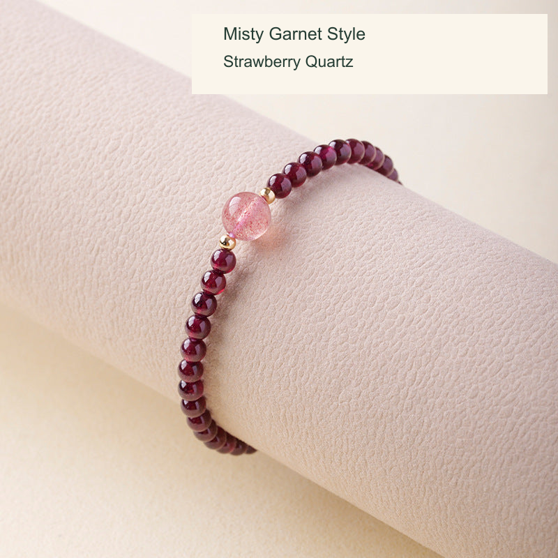 Misty garnet bracelet Strawberry quartz original photo English label