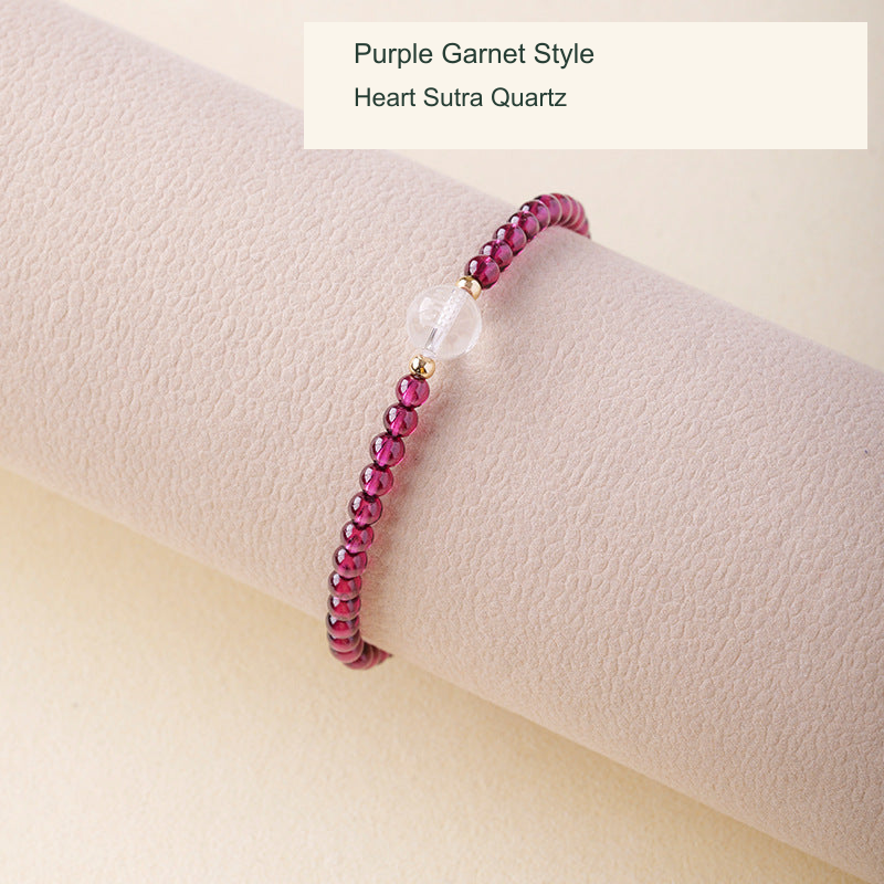 Purple garnet bracelet Heart Sutra quartz original photo English label