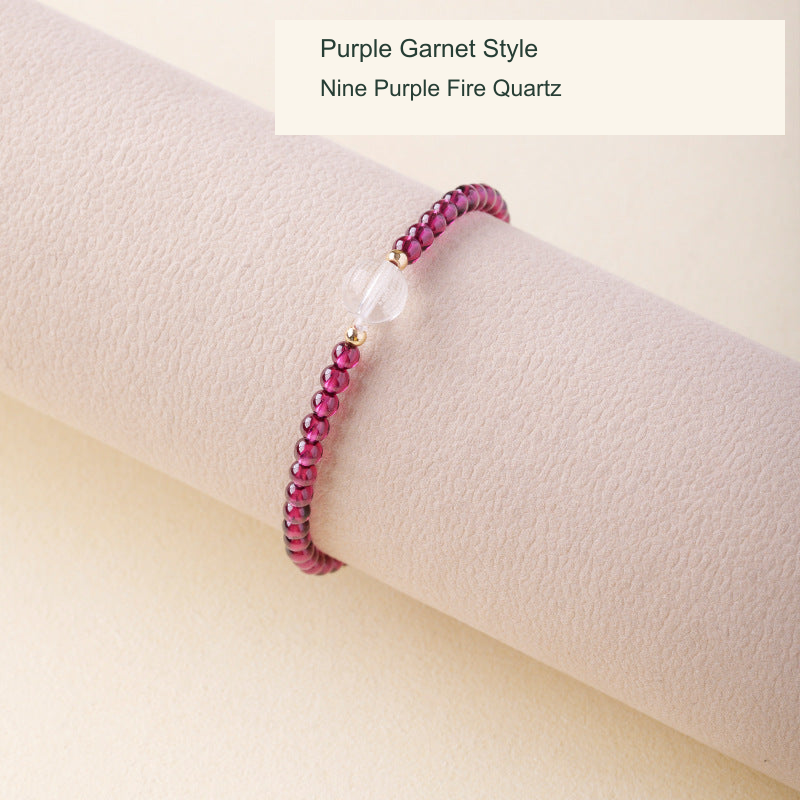 Purple garnet bracelet Nine Purple Fire quartz original photo English label