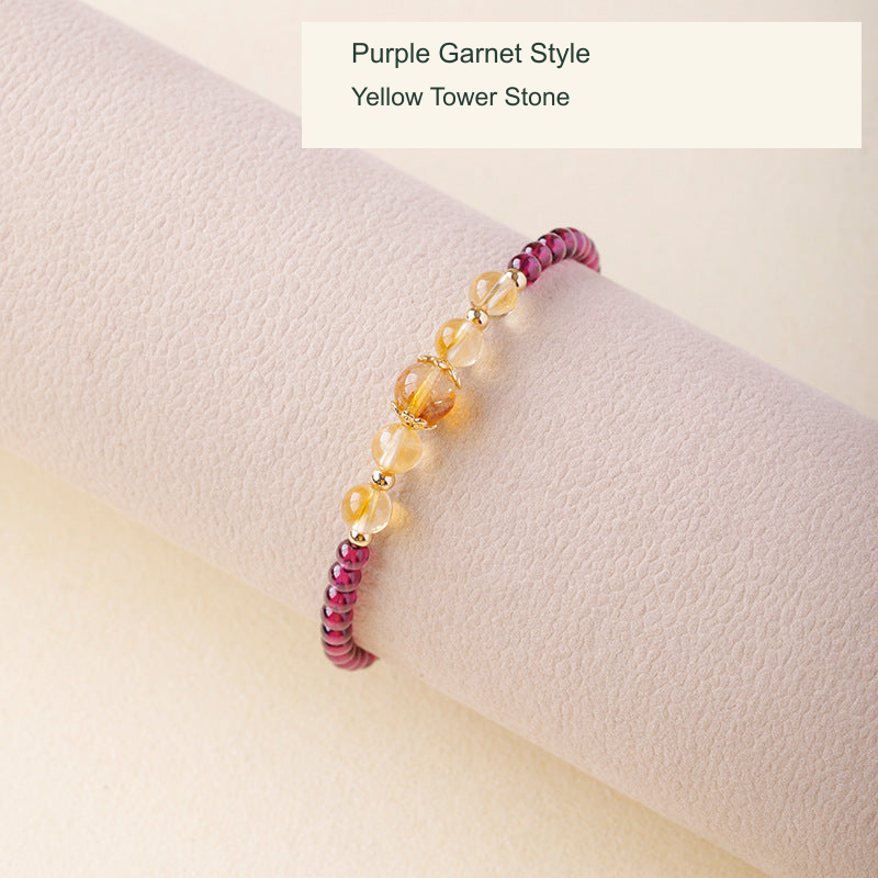 Purple garnet bracelet Yellow Tower stone original photo English label