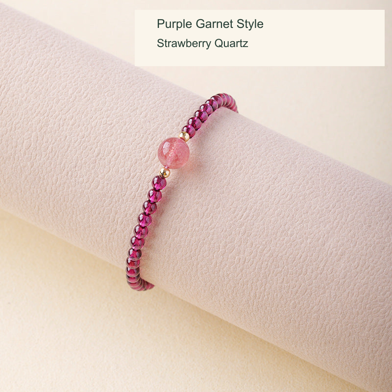 Purple garnet bracelet Strawberry quartz original photo English label