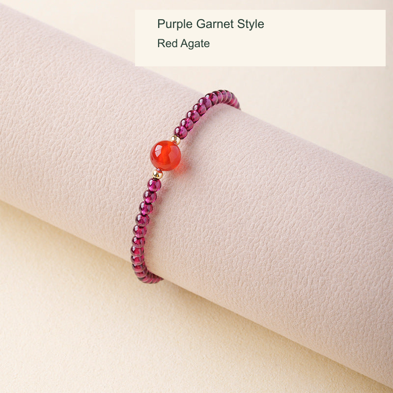Purple garnet bracelet Red agate original photo English label
