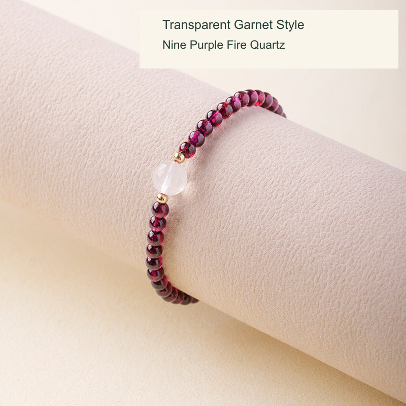 Transparent garnet bracelet Nine Purple Fire quartz original photo English label