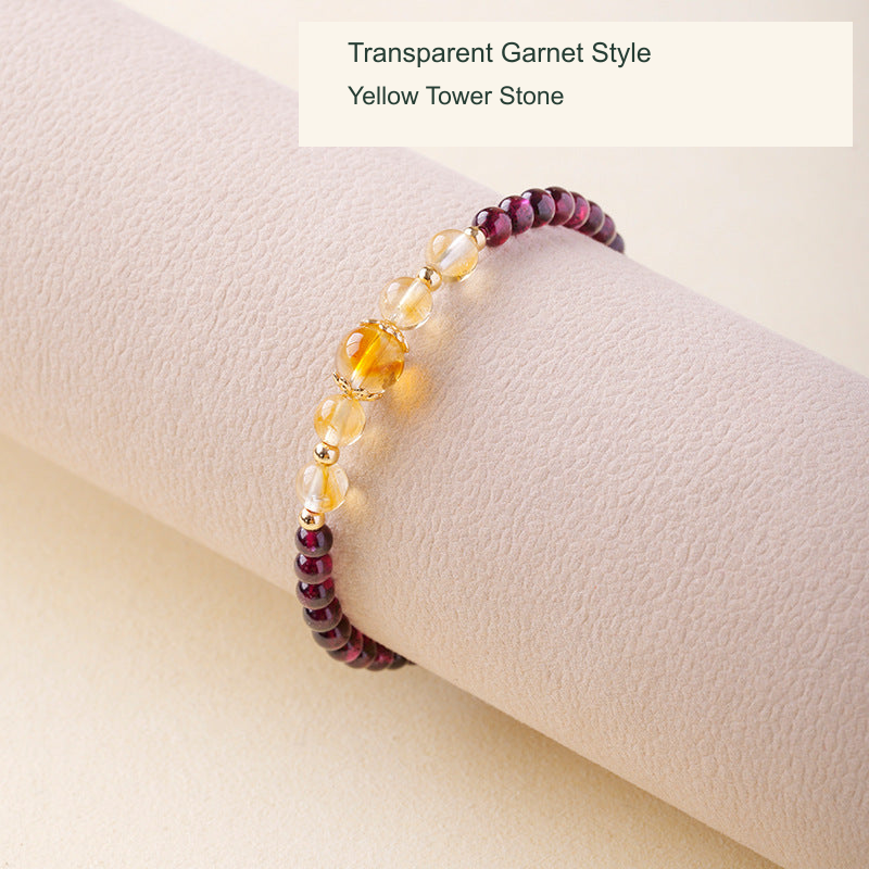 Transparent garnet bracelet Yellow Tower stone original photo English label