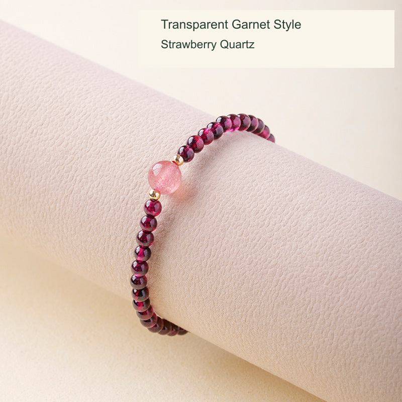 Transparent garnet bracelet Strawberry quartz original photo English label