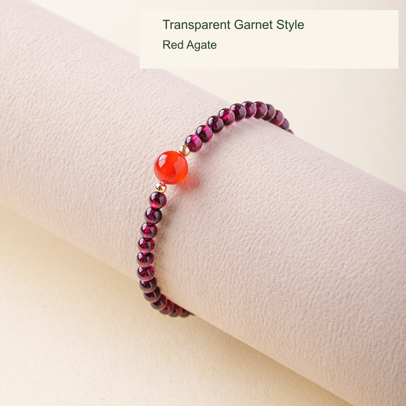 Transparent garnet bracelet Red agate original photo English label