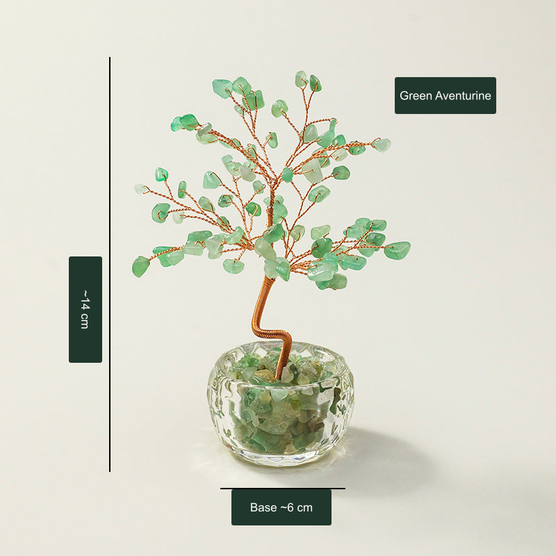 Green Aventurine glass-bowl tree — exact original product with English approximate measurements