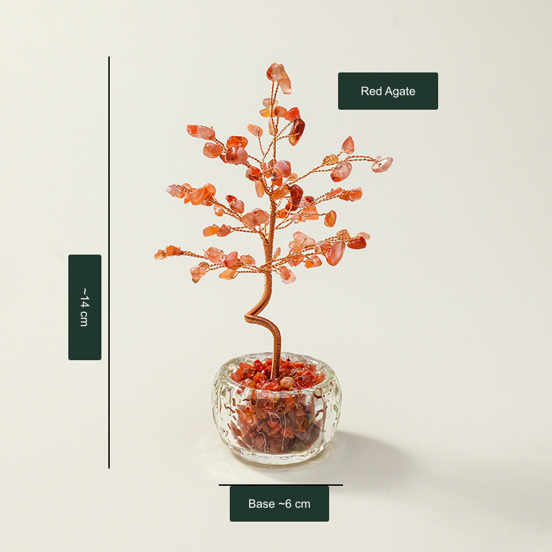 Red Agate glass-bowl tree — exact original product with English approximate measurements