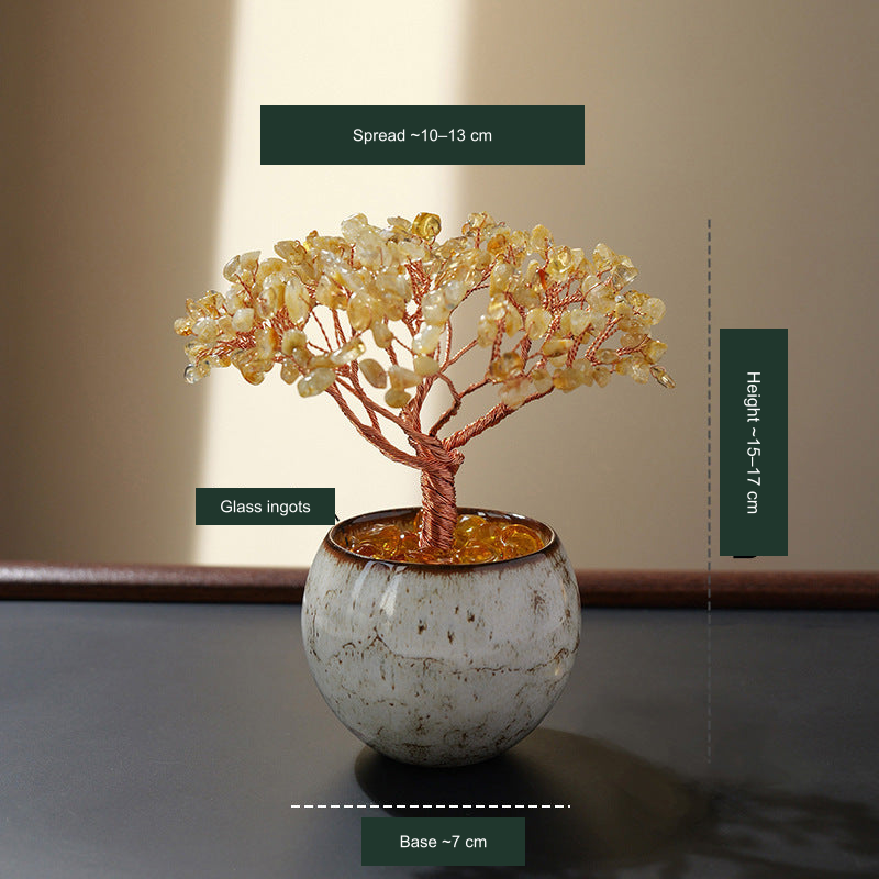 Glazed bowl tree option 1 — actual photograph with English dimensions