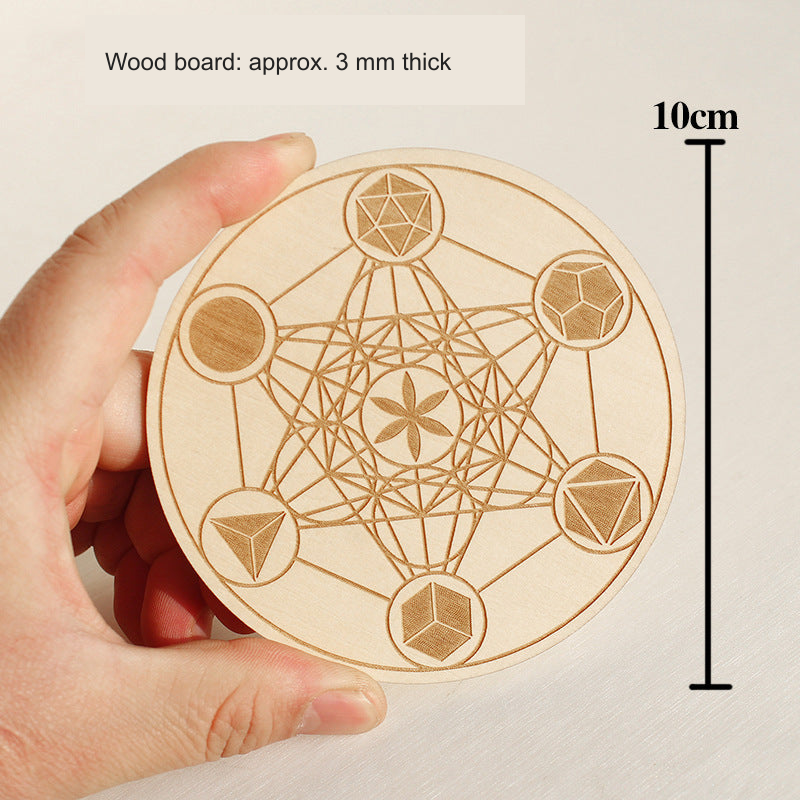 Original grid-set photograph with equivalent English material, size and count labels; stones and wood board unchanged
