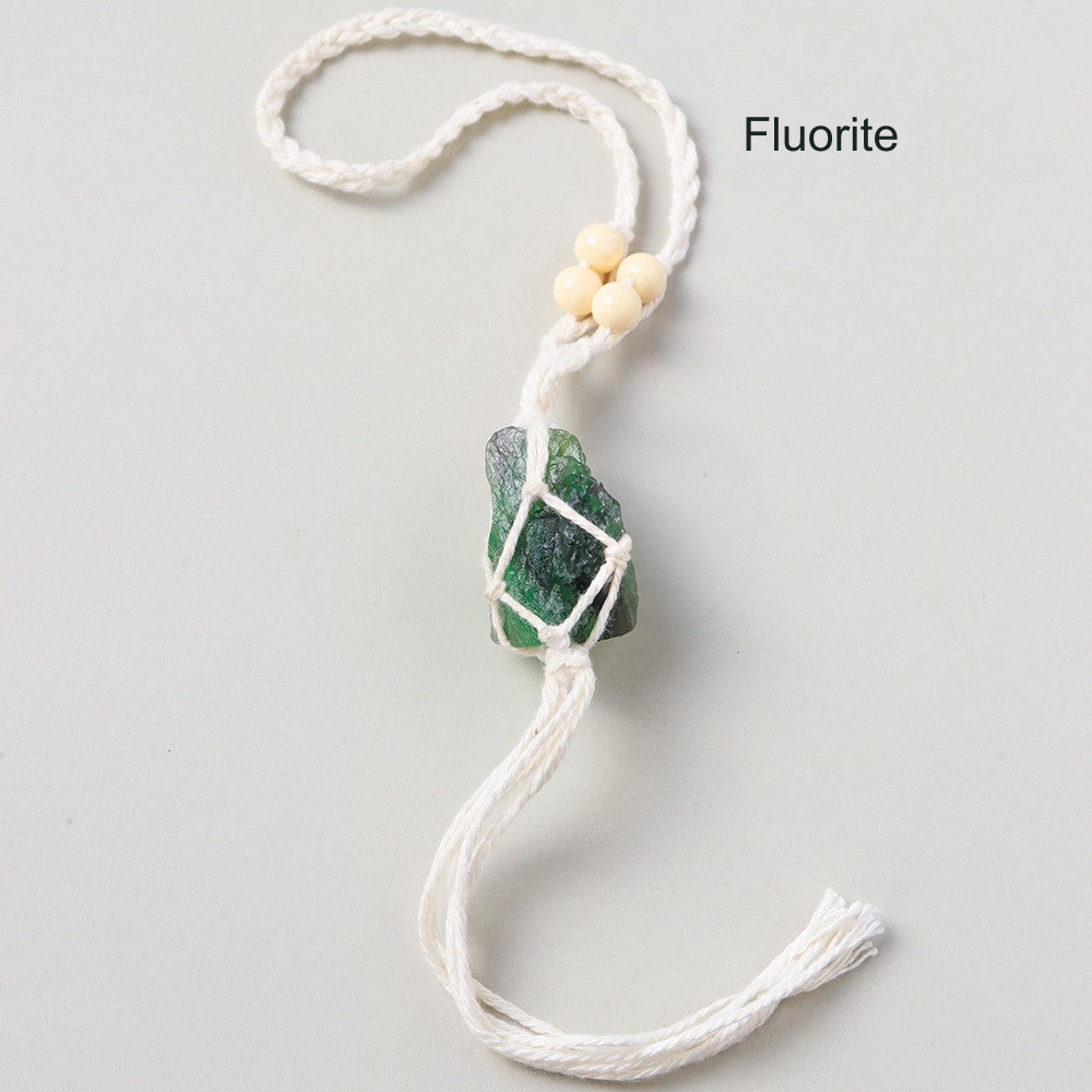 Fluorite selected SKU hanging ornament; English material label