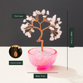 Original 54-chip tree photo; Pink Crystal label, dimensions and included charm translated into English without changing the object.