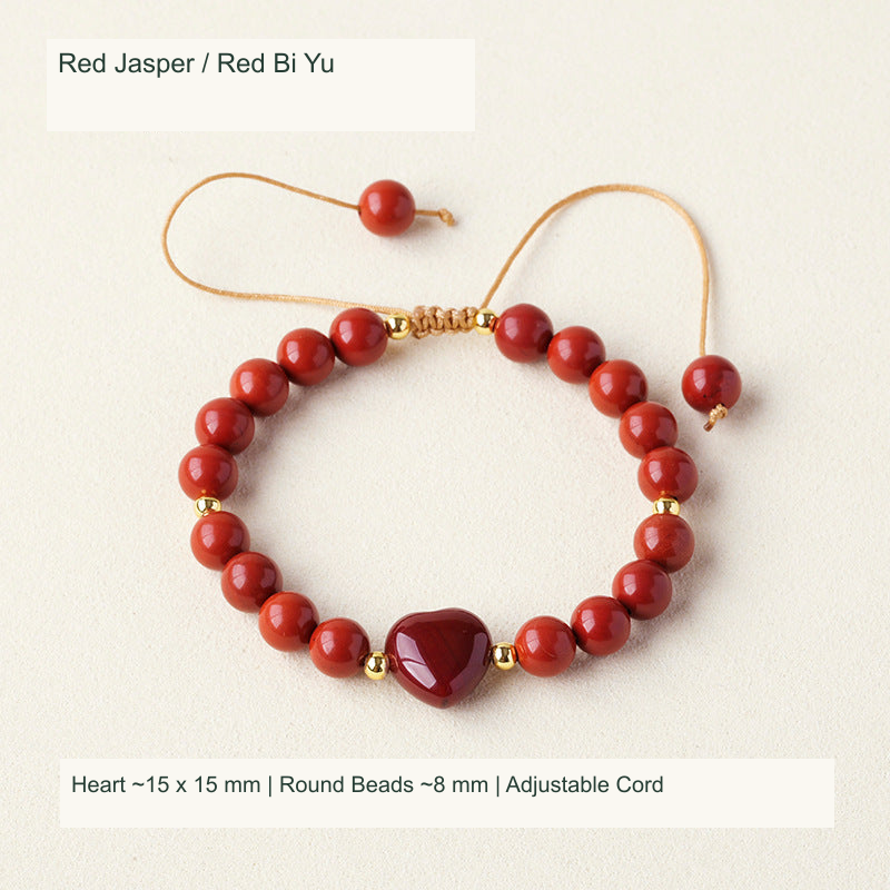 Original adjustable bracelet photograph with English supplier style and dimensions; beads and cord unchanged
