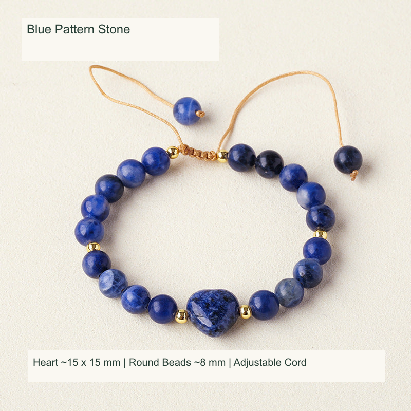 Original adjustable bracelet photograph with English supplier style and dimensions; beads and cord unchanged