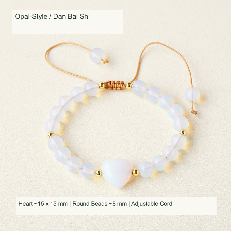 Original adjustable bracelet photograph with English supplier style and dimensions; beads and cord unchanged