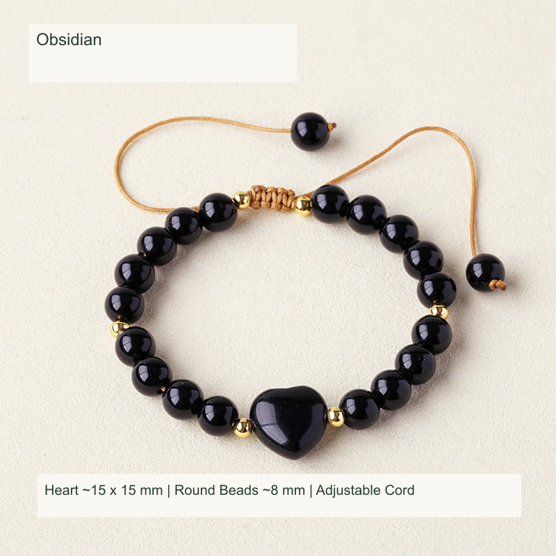 Original adjustable bracelet photograph with English supplier style and dimensions; beads and cord unchanged
