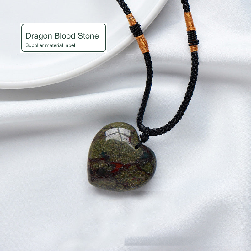 Heart-shaped cord necklace — Dragon Blood Stone