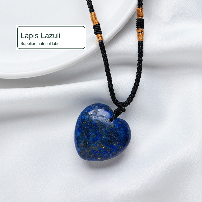 Heart-shaped cord necklace — photo label Lapis Lazuli; SKU Lapis Lazuli
