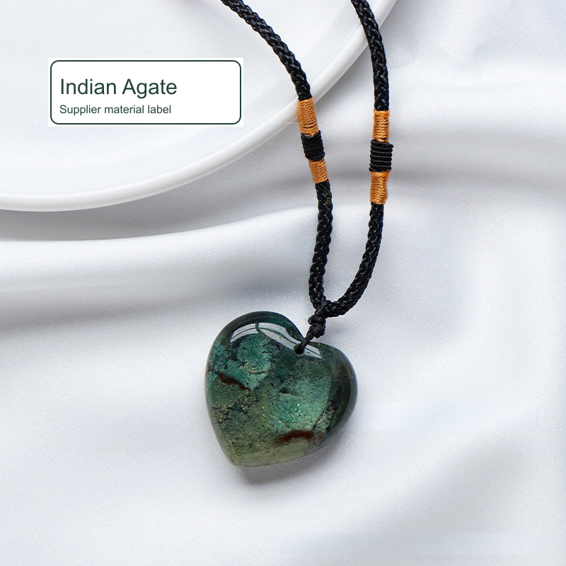 Heart-shaped cord necklace — Indian Agate
