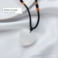White Crystal heart cord necklace; original photo with localized supplier watermark removal and English material label