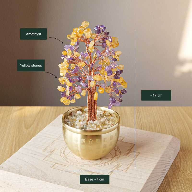 Hundred Blessings bowl tree — exact original SKU photo with English approximate dimensions