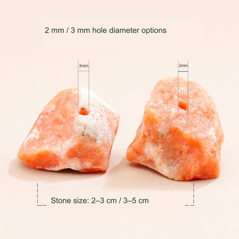 Actual source size comparison; English labels preserve 2 mm/3 mm holes and 2–3 cm/3–5 cm stone ranges