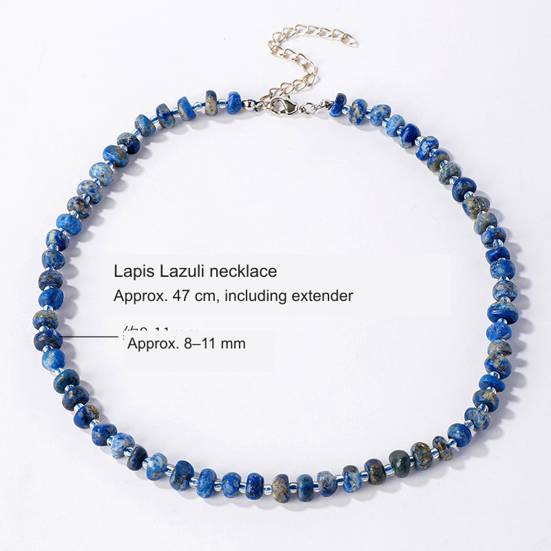 Original stone bead necklace with equivalent English photo label and size references; stones and necklace unchanged
