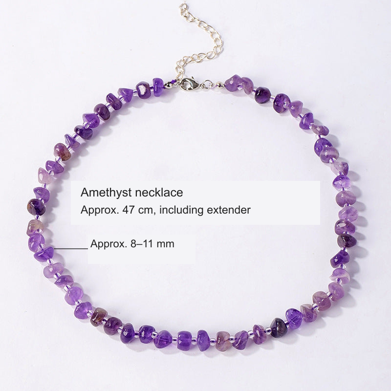 Original stone bead necklace with equivalent English photo label and size references; stones and necklace unchanged