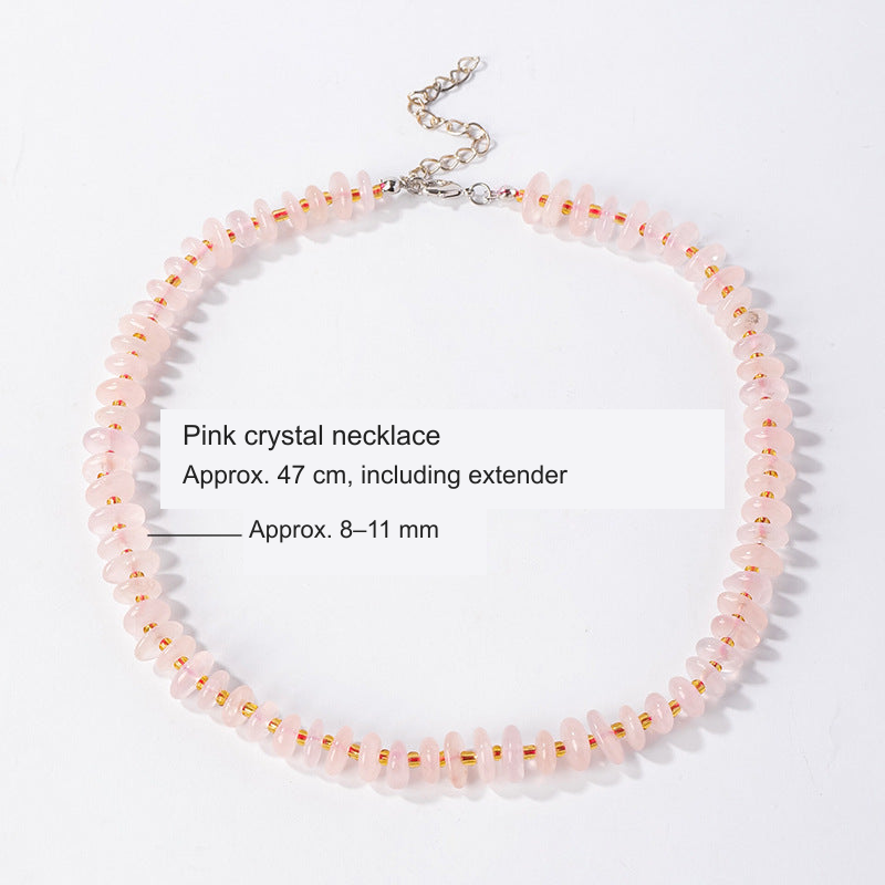 Original stone bead necklace with equivalent English photo label and size references; stones and necklace unchanged