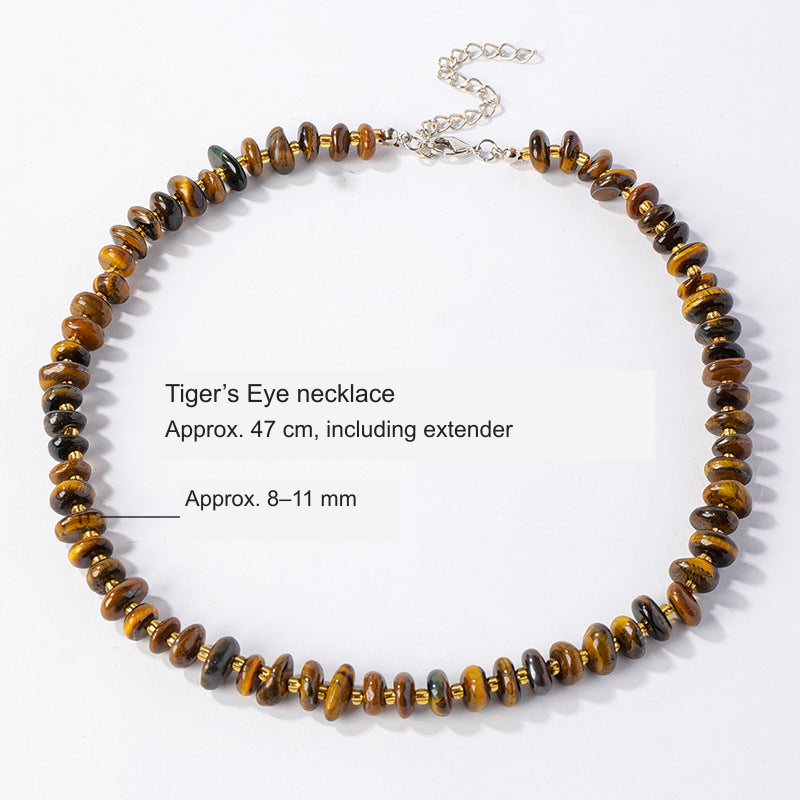 Original stone bead necklace with equivalent English photo label and size references; stones and necklace unchanged