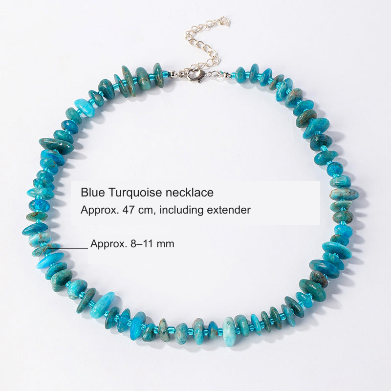 Original stone bead necklace with equivalent English photo label and size references; stones and necklace unchanged