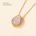 Stone teardrop keepsake pendant — original selected SKU photograph with English material and chain-color label