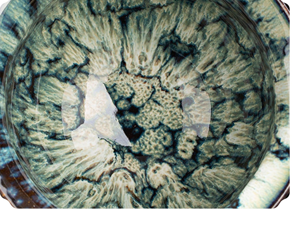 Detail crop of the original supplier ceramic-glaze reference, not a generated texture. Cup colors are supplied randomly; this detail is not a guaranteed exact glaze for a chosen SKU.