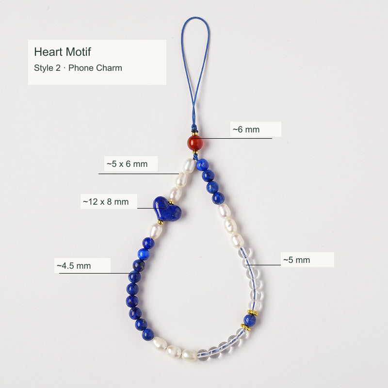 Original lapis phone charm style; English title and approximate dimensions, actual product preserved