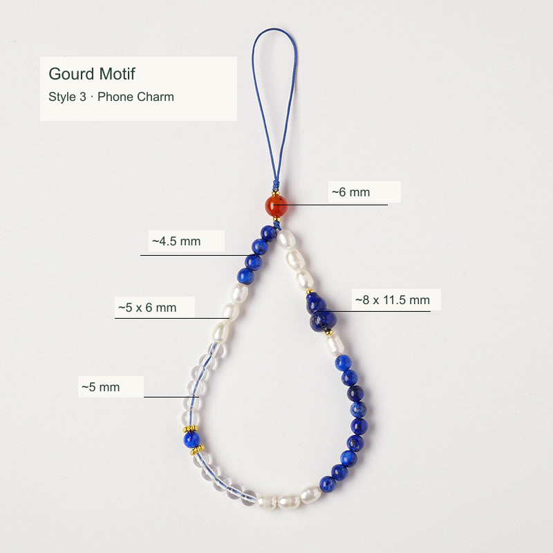Original lapis phone charm style; English title and approximate dimensions, actual product preserved